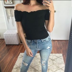 Black Off the Shoulder Tee
